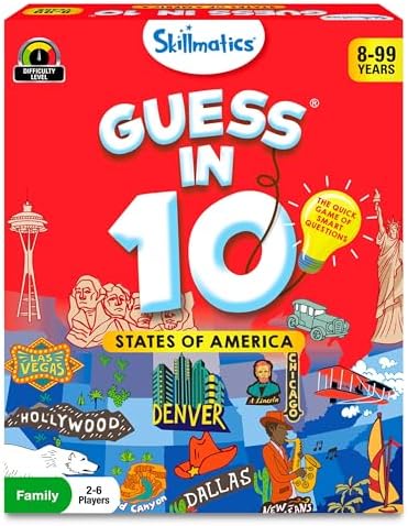 Skillmatics Card Game - Guess in 10 States of America, Educational Travel Toys for Boys, Girls, and Kids Who Love Board Games, Geography and History, Gifts for Ages 8, 9, 10 and Up