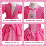 Princess Peach Dress for Girl,Super Brothers Princess Cosplay Costume,Peach Dress set With Crown Necklace Magic Wand Pink Bag Accessories, Halloween Christmas Birthday Party Carnival Cosplay Costume.