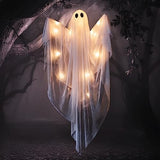 JOYIN Halloween Hanging Light up Ghost with Spooky Warm White LED Light, 47” White Hanging Ghosts, Halloween Hanging Decoration for Front Yard Patio Lawn Garden Party Decor Indoor Outdoor