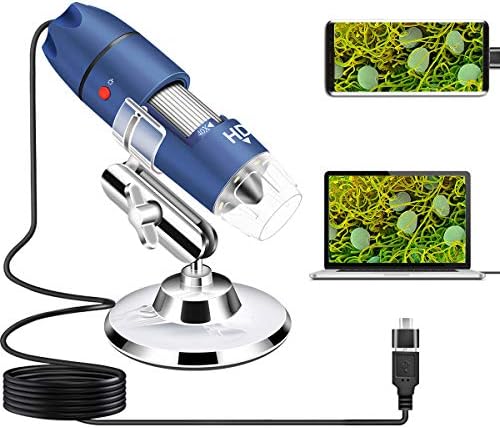 HD 2MP USB Microscope Camera for Android Windows Linux Mac, 40X to 1000X Digital Microscope with Stand & Carrying Case, Portable Coin Microscope for Adults Kids Students