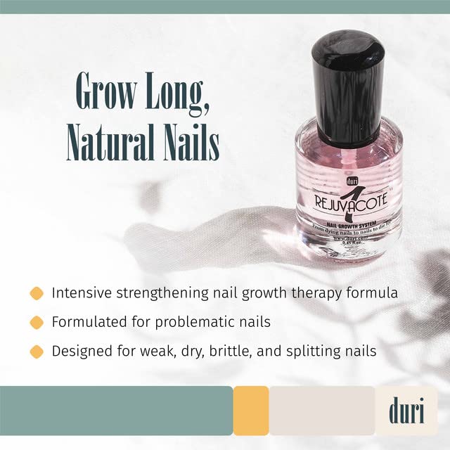 duri Rejuvacote 1 Nail Growth System - Original Maximum Strength Formula - Nail Strengthener and Nail Growth, 4 fl. oz. Refill Bottle Clear