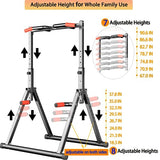 DOBESTS Foldable Power Tower Dip Station Pull Up Bar Station Adjustable Multifunction Fitness Tower Station Training Equipment Home Outdoor, Stable Triangular Structure