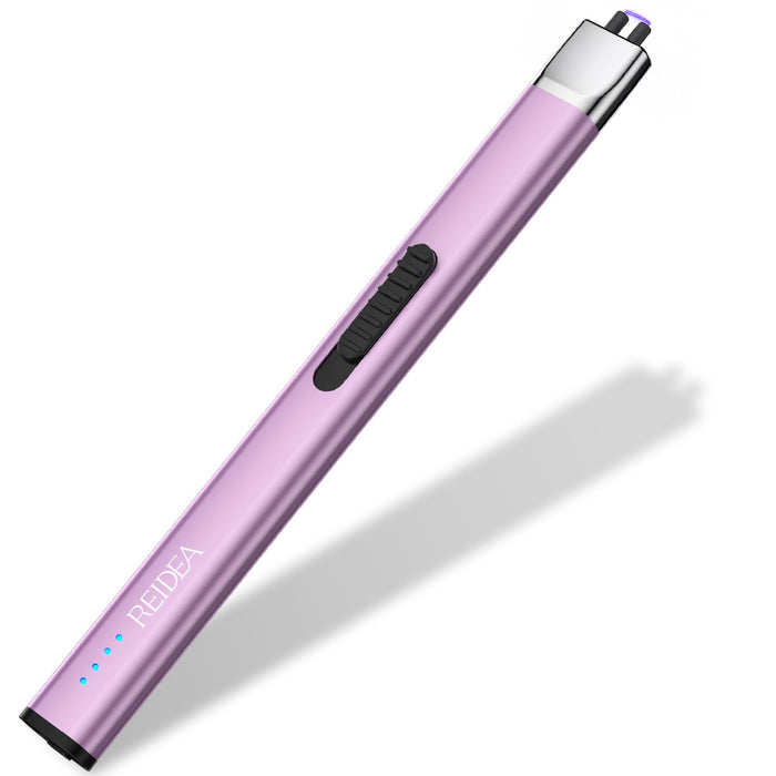 REIDEA Lighter Electronic Candle Lighter USB Rechargeable with Security Lock, Windproof Fast Heat Sinking, Non-Slip Switch Electronic Lighter for Candle, Grill, Camping (Lavender Purple)