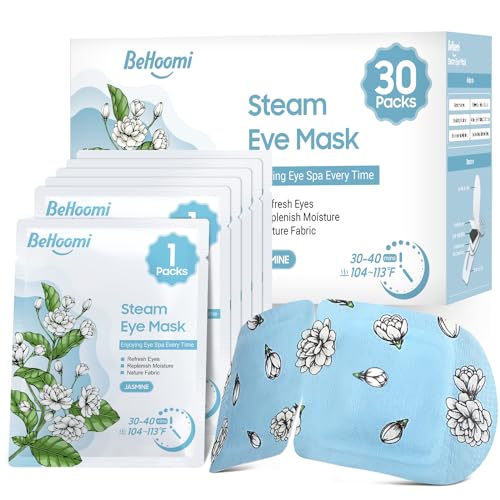30Packs Steam Eye Mask, Heated Eye Mask Warm Compress for Eyes, Self Heating Disposable Eye Masks for Home Sleep, Spa, Travel Essentials & Relaxation Gifts, Stocking Stuffers (Jasmine)