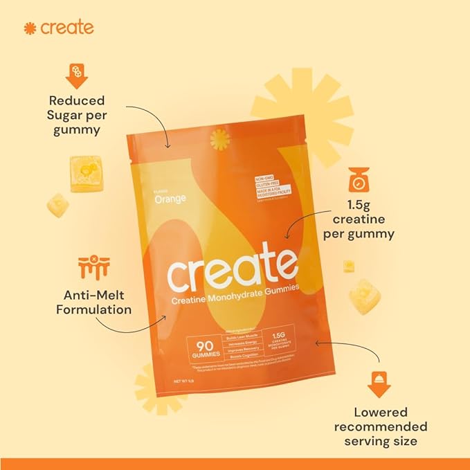 Create Wellness Every Creatine Monohydrate Orange Flavor 90 Gummies