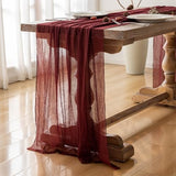 Keketo Christmas Burgundy Cheesecloth Table Runner Gauze 120 Inch 10 FT Rustic Boho Cheese Cloth Runner for Wedding Baby Shower Bridal Shower Engagement Birthday Party Long Sheer Home Decorations