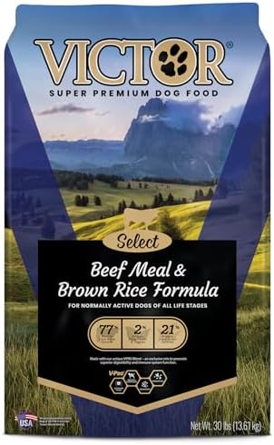Victor Super Premium Dog Food – Select - Beef Meal & Brown Rice Formula – Gluten Free Beef Meal Dry Dog Food for All Normally Active Dogs of All Life Stages, 30 lbs