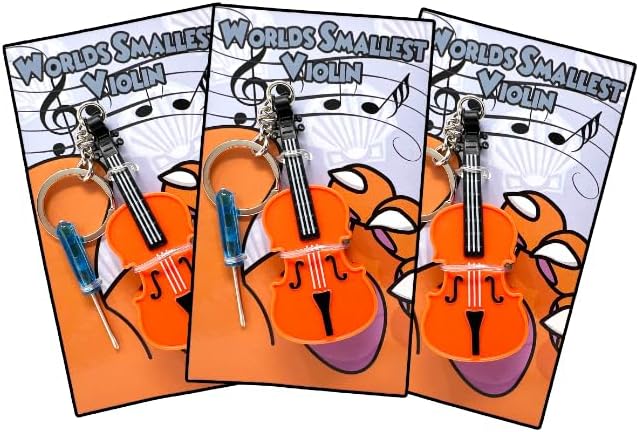 MunnyGrubbers - Original World's Smallest Violin Toy Keychain With Playable Sad Music - Tiny Mini Violin Keychain with Sound