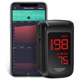 Fingertip Pulse Oximeter- HOLFENRY Pulse Oximeter Bluetooth Oximeter Oxygen Saturation Monitor for SpO2/Heart Rate/PI, with Auto Graph Display/Alarm/Dedicated App, Compatible with iOS&Android