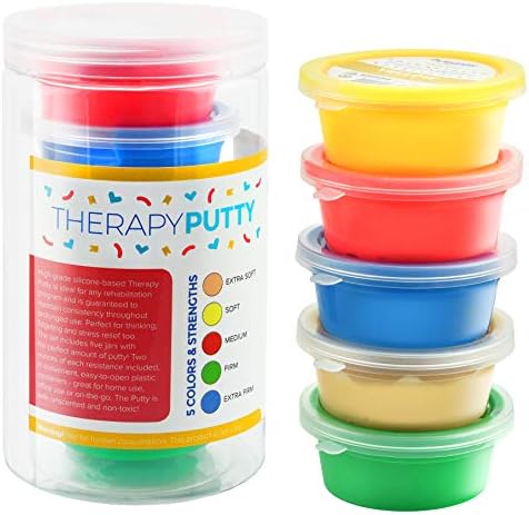 Playlearn Therapy Putty - 5 Strengths - Stress Putty for Kids and Adults - Extra Soft to Firm