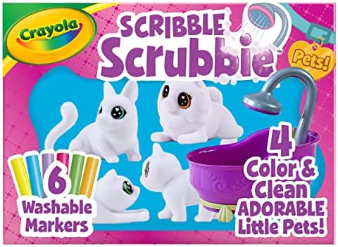 Crayola Scribble Scrubbie Pets Tub Set, Washable Pet Care Toy, Reusable Animal Toys for Girls & Boys, Gifts for Kids, Ages 3, 4, 5
