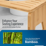 Toilet Stool Squat Adult and Kids - 8 Inches Foldable Poop Stool for Bathroom Bamboo Flip Potty Stool with Anti-Slip Layer - Improve Bathroom Posture and Comfort (Natural Color)