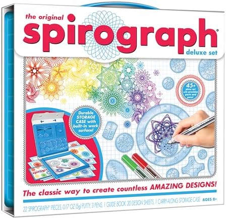 Spirograph Deluxe Set –Arts and Crafts, Kids Toys, Art Supplies, Craft Supplies, Drawing Kit, Spiral Art, Classic Gear Design Kit, Build-in Case, Pens, Design Sheet Included, Ages 8+