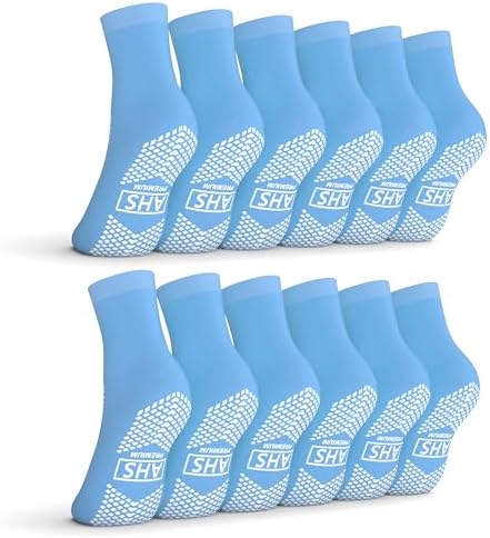 Non-Slip Grip Socks – 6 Pairs | Hospital Socks for Men & Women | Anti-Skid for Adults