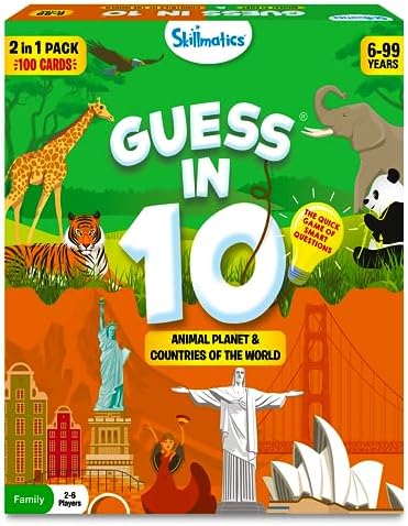 Skillmatics Card Game - Guess in 10 Animals & Countries, Perfect for Boys, Girls, Kids, and Families Who Love Toys, Travel Games, Gifts for Ages 6, 7, 8, 9