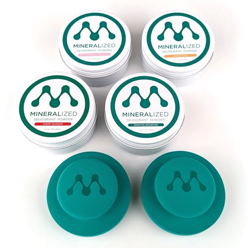 Mineralized Magnesium Deodorant Powder | Non Toxic Deodorant - Aluminum Free, Baking Soda Free, Talc Free | Whole Body Deodorant Women & Men, Body Powder, Mineral Deodorant, 4-Samples, Variety
