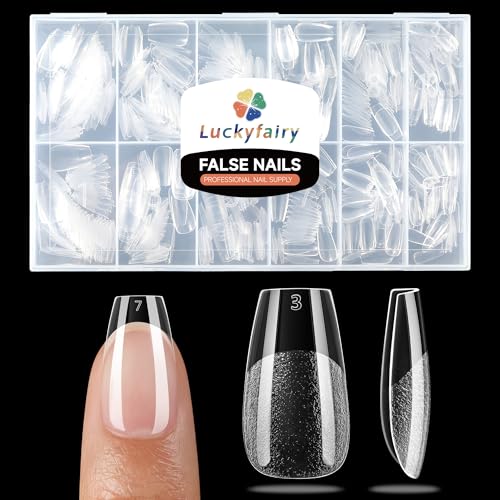 Short Coffin Fake Nails, Soft Gel Pre-Shaped Acrylic Short Ballerina Nail Tips, Half Matte Full Cover Clear Press on Flase Nail Tips for Nail Extension Home DIY 504pcs/12 Sizes Gelly Tips