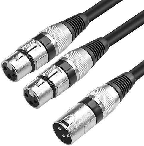 Disino XLR Splitter Cable, 3 Pin Dual XLR Female to Male XLR Patch Y Cable Balanced Microphone Cord Audio Adaptor (1 Male to 2 Female) - 5 Feet