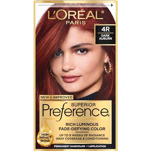 L'Oreal Paris Superior Preference Fade-Defying + Shine Permanent Hair Color, 4R Dark Auburn, Pack of 1, Hair Dye