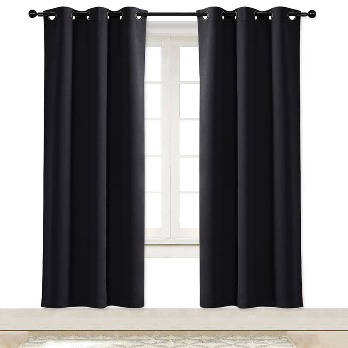 NICETOWN Halloween Black Out Curtain Panel Shade Black Solid Energy Efficient Eyelet Top Window Blind for Guest Room (Single Piece, 42 inches Wide by 72 inches Long, Black)