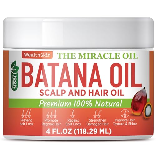 Batana Oil for Hair Growth: 100% Batana Oil from Honduras as Hair Mask, Scalp and Hair Oil. Repairs Damaged Hair & Skin, Reduces Hair Loss 4oz (4oz (118ml))