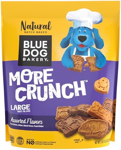 Blue Dog Bakery Natural Dog Treats, More Crunch Large, Assorted Flavors, 11.2 oz, 2lb Bag