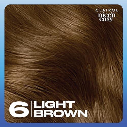 Clairol Nice'n Easy Permanent Hair Dye, 6 Light Brown Hair Color, Pack of 3