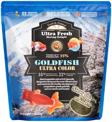 Ultra Fresh Sinking Goldfish Food, Color Enhancing, Balanced Diet, All Natural Ingredients, Clear Water Formula, Slow Sinking Gold Fish Pellets, Goldfish Ultra Color (2.2 lbs)