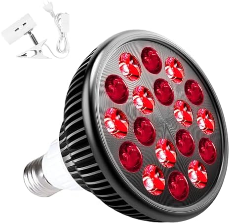 Wolezek Red Light Therapy Lamp with Lamp Holder, 660nm Red and 850nm Near Infrared Combo Wavelength LED Red Light Bulb, Red Light Therapy Device for Face and Body, Aluminium Shell, E27/E26 Standard