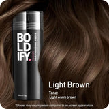 BOLDIFY Hair Fibres for Thinning Hair (LIGHT BROWN) - 28g Bottle - Undetectable & Natural Hair Filler Instantly Conceals Hair Loss - Hair Powder Thickener, Topper for Fine Hair for Women & Men
