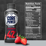 Core Power Fairlife Elite 42g High Protein Milk Shake Bottle , Ready To Drink for Workout Recovery, Strawberry, 14 Fl Oz, Liquid, kosher (Pack of 12)