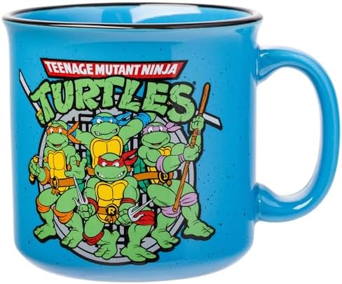 Silver Buffalo Teenage Mutant Ninja Turtles TMNT Turtle Power Ceramic Camper Mug, 20 Ounces