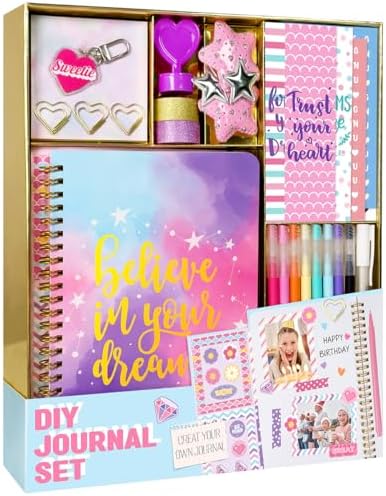 DIY Journal Kit for Girls - DIY Journal Set for Tween & Teen Girls, Stationery Set, Scrapbook & Diary Supplies Set, Journaling Art Crafts Kit, Ideal Gifts for 8 9 10 11 12 13 14 Year Old Girl