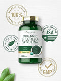 Carlyle Organic Chlorella Spirulina Tablets | 1300 Count | 50/50 Blend | Non-GMO and Gluten Free