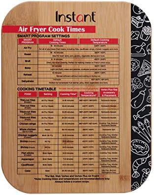 Instant Vortex Official Bamboo Cutting Board with Air Fryer Cook Times, 11x14-Inch