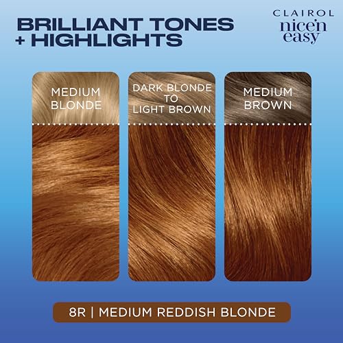 Clairol Nice'n Easy Permanent Hair Dye, 8R Medium Reddish Blonde Hair Color, Pack of 3