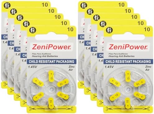 Hearing Aid Batteries Size: 10 (60 Batteries)
