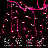 Pink Mini Christmas Lights - 39 Feet 100 LED Fairy String Lights with 8 Lighting Modes Waterproof Connectable for Indoor Outdoor Xmas Tree Garland Wreath Holiday Valentine's Day Decoration