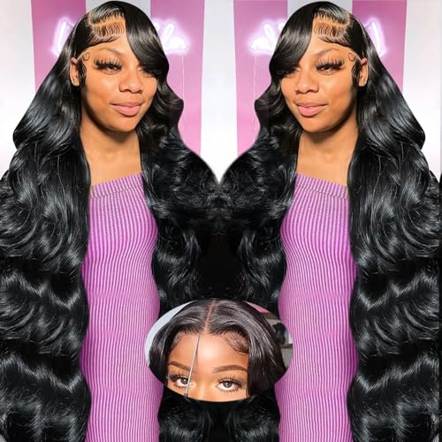 34 Inch Wear and Go Glueless Wig 180% Density Glueless Wigs Human Hair Pre Plucked Pre Cut for Beginners 13x4 HD Lace Frontal Wigs Human Hair for Women Lace Front Wigs with Baby Hair