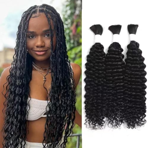 Water Wave Bulk Human Braiding Hair No Weft Unprocessed Brazilian Virgin Human Hair Extensions Human Hair for Braiding No Weft (3 Braids Per of 1 pack 150g 20inch)