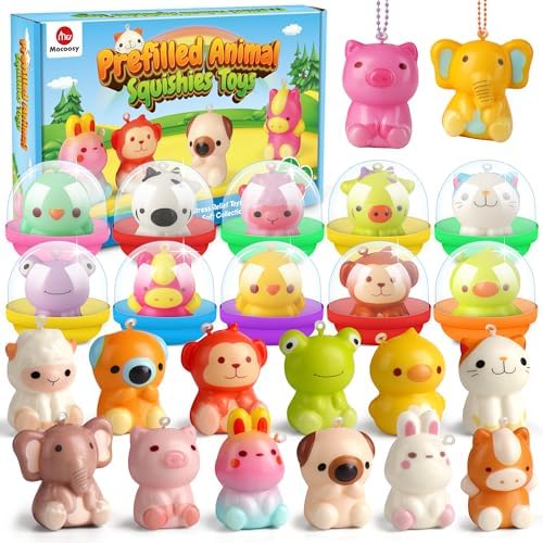 Mocoosy 24PCS Animal Squishies for Kids Party Favors, Easter Basket Stuffers Bulk for Toddlers, Pinata Stuffers, Classroom Prizes, Goodie Bag Fillers, Treasure Box and Claw Machine Toys for Boys Girls