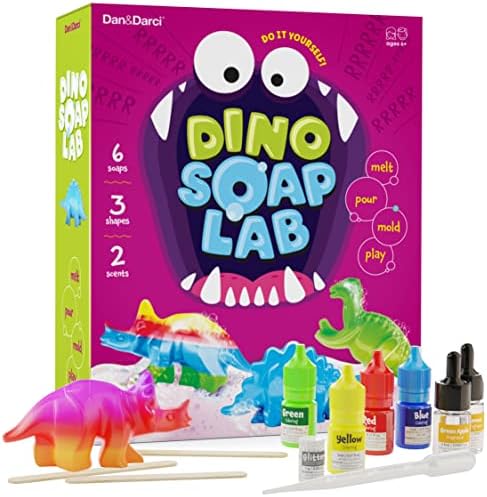 Dan&Darci Dino Soap Making Kit for Kids, Dinosaur Science Toys Kits, Easter Gifts for Kid All Ages, DIY Activities Craft - Art Crafts Gift Set for Boys and Girls Age 3 4 5 6 7 8 12 Year Old Boy