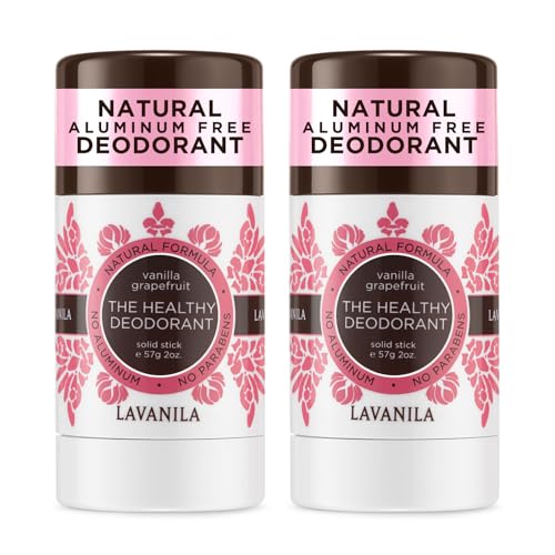 Lavanila Natural Aluminum Free Deodorant 2-Pack, Vanilla Grapefruit - The Healthy Deodorant for Men and Women, Solid Stick (2 Ounce Each), Vegan