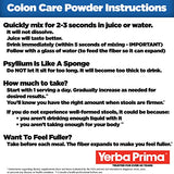 Yerba Prima Prebiotic Colon Care Formula Powder 12 oz - Natural Psyllium Fiber, FOS, Magnesium, Selenium - Non-GMO, Gluten Free, Vegan Daily Supplement for Men & Women