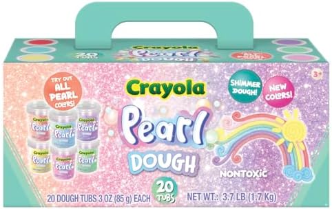 Crayola Dough - Pastel Play Dough with Pearl Special Effects | 20 Tubs of 3oz Pearlized Sparkle Dough in 6 Pastel Colors | Non Toxic Playdough for Home, Party Favors, Preschool and Classroom Supplies