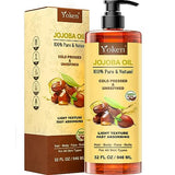 Yoken Jojoba Oil 32 fl oz (EWG Verified) 100% Pure & Natural Jojoba Oil for Skin, Face, Hair and Nails, Unrefined, Hexane Free, Cold Pressed Jojoba Oil Best Carrier Oil Deely Moisturizing Massage Oil