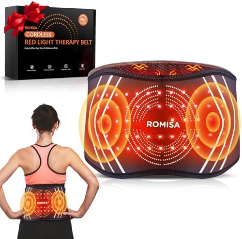 Red Light Therapy Belt & Back Massager for Pain Relief, Infrared Light Therapy Vibration Rechargeable, Red Light Therapy Device for Body Massage for Back Shoulder Waist Knee for Cordless Use