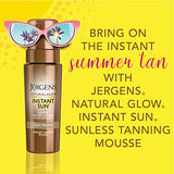 Jergens Natural Glow Instant Sun Body Mousse, Self Tanner for Light Bronze Tan, Sunless Tanning Body Bronzer, Fake Tan for Fair to Medium Skin, 6 Oz