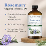 Majestic Pure USDA Organic Rosemary Essential Oil, Premium Grade - 4 fl oz