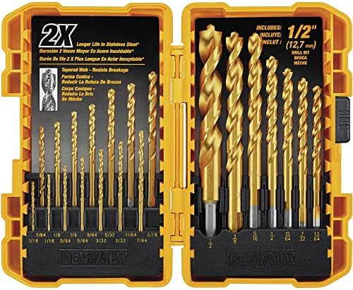 DEWALT Titanium Nitride Coated Drill Bit Set, Pilot Point, 21-Piece (DW1361)